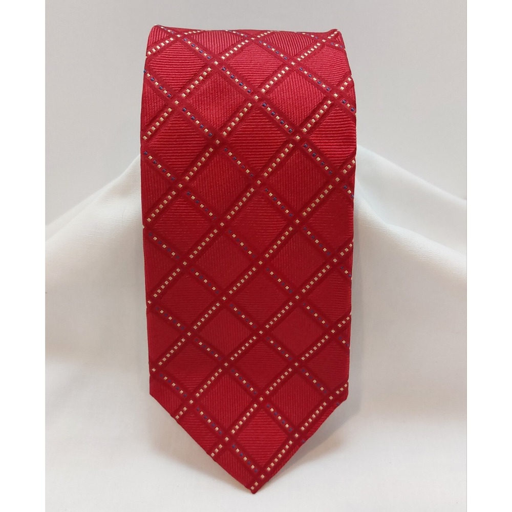 JOS.A.BANK 100% Silk Made In Italy Neck Tie Red Embroidered Tie 60"x 4"